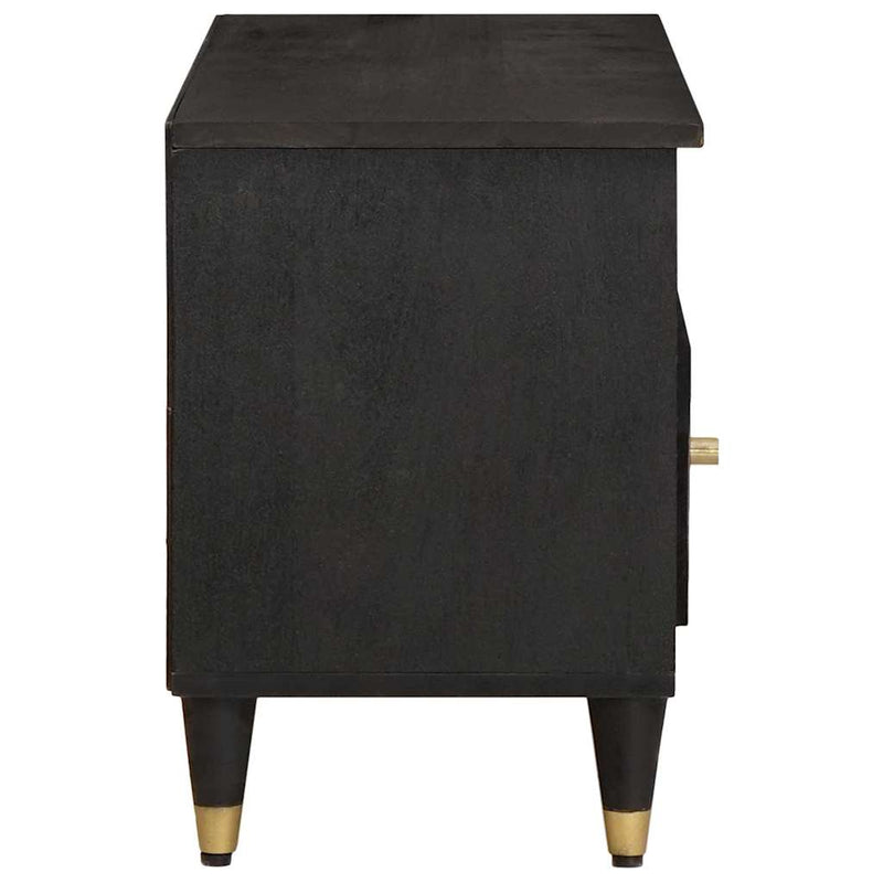 vidaXL TV szekrény fiókkal Fekete 100 x 33 x 46 cm Tömör Mangófát