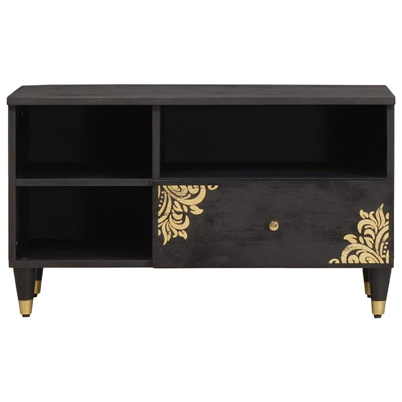 vidaXL TV szekrény fiókkal Fekete 80 x 33 x 46 cm Tömör Mangófát