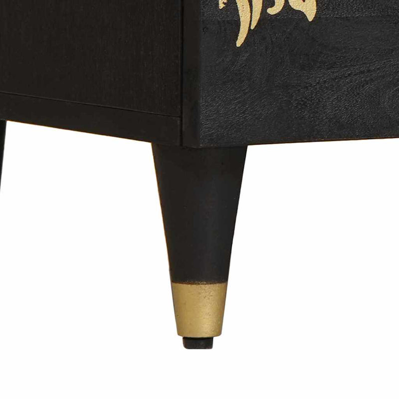 vidaXL TV szekrény fiókkal Fekete 100 x 33 x 46 cm Tömör Mangófát