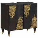 vidaXL Mosdókagyló szekrény Fekete 62 x 33 x 58 cm Tömör Mangófát