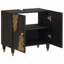 vidaXL Mosdókagyló szekrény Fekete 62 x 33 x 58 cm Tömör Mangófát