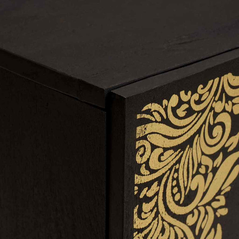 vidaXL Fali Szekrény tárolóval Fekete 38 x 33 x 48 cm Tömör Mangófát