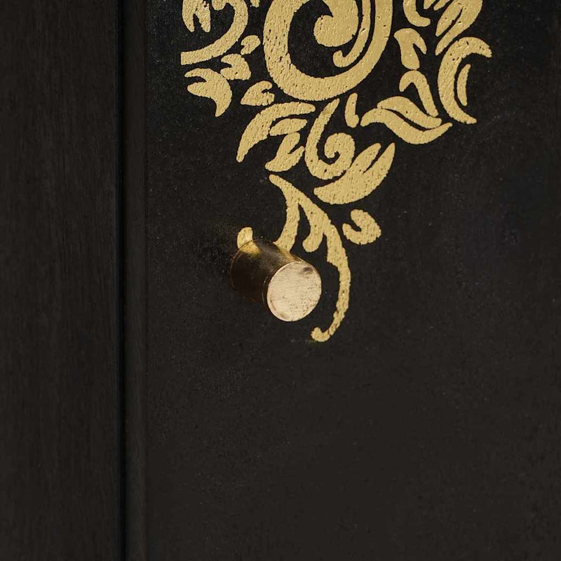 vidaXL Fali Szekrény tárolóval Fekete 38 x 33 x 48 cm Tömör Mangófát