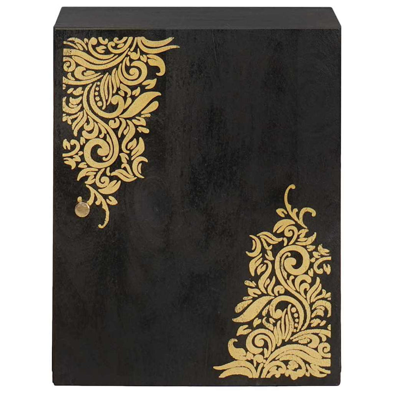 vidaXL Fali Szekrény tárolóval Fekete 38 x 33 x 48 cm Tömör Mangófát