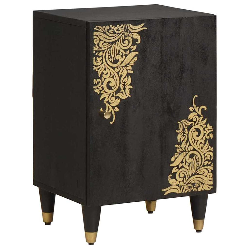 vidaXL Fürdőszoba Székény Fekete 38 x 33 x 58 cm Tömör Mangófát