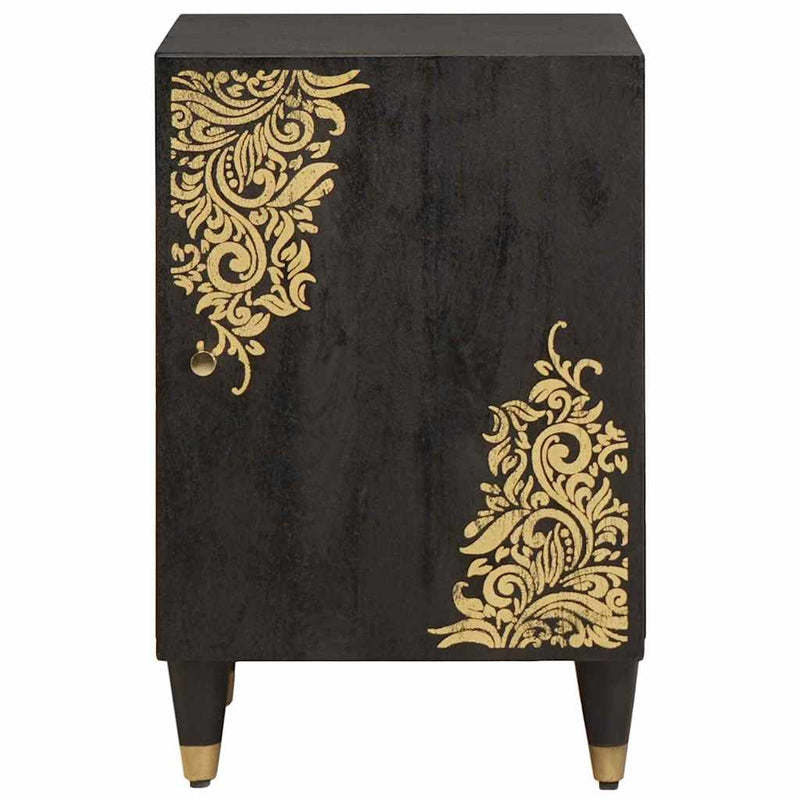 vidaXL Fürdőszoba Székény Fekete 38 x 33 x 58 cm Tömör Mangófát