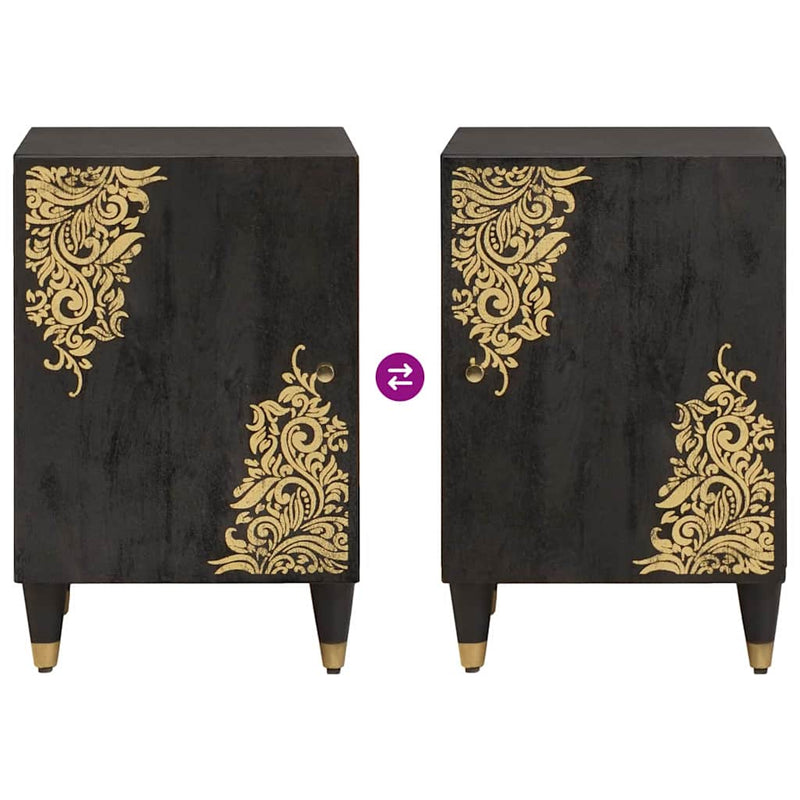 vidaXL Fürdőszoba Székény Fekete 38 x 33 x 58 cm Tömör Mangófát