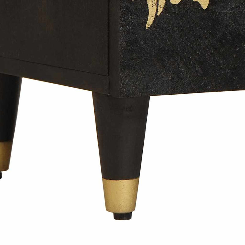 vidaXL Széf fiókkal polcokkal Fekete 40 x 33 x 75 cm Tömör Mangófát