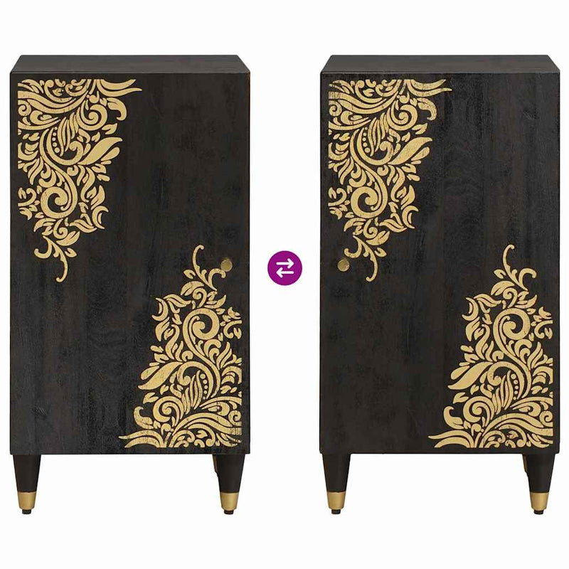 vidaXL Széf polcokkal tárolóval Fekete 40 x 33 x 75 cm Tömör Mangófát