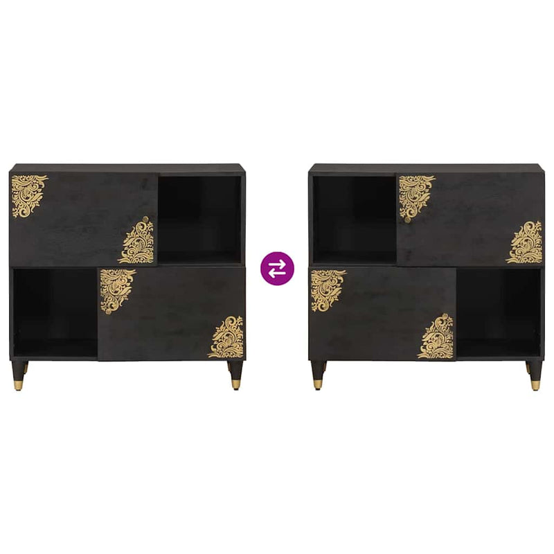 vidaXL Széf polcokkal tárolóval Fekete 80 x 33 x 75 cm Tömör Mangófát