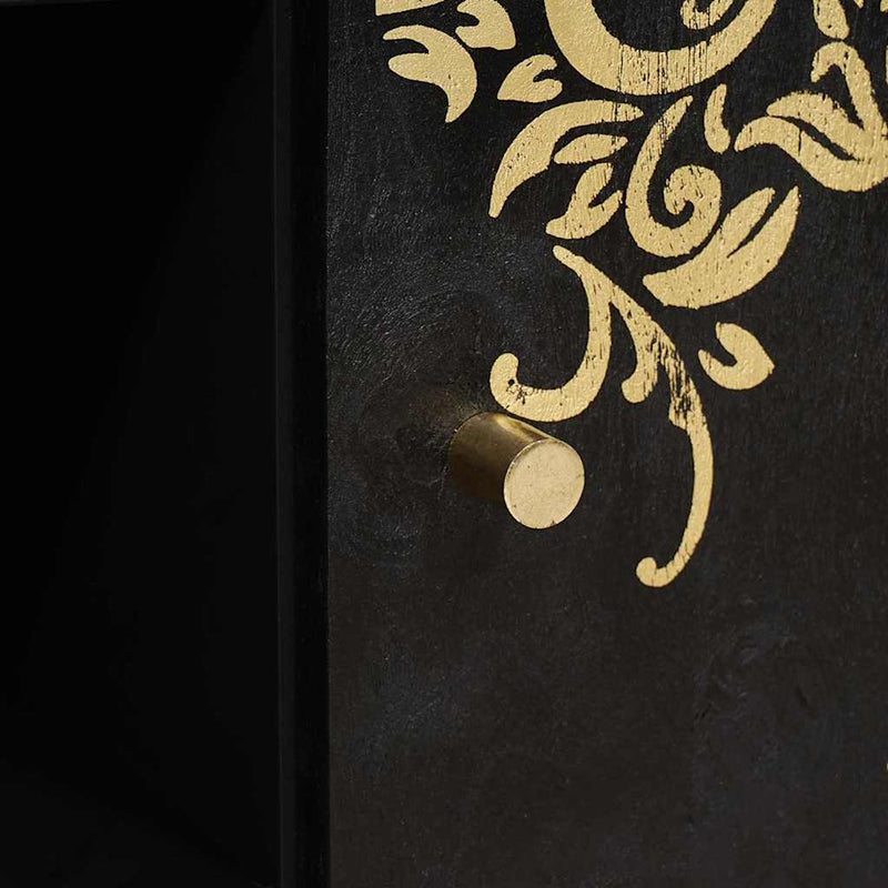 vidaXL Széf polcokkal tárolóval Fekete 90 x 33 x 75 cm Tömör Mangófát