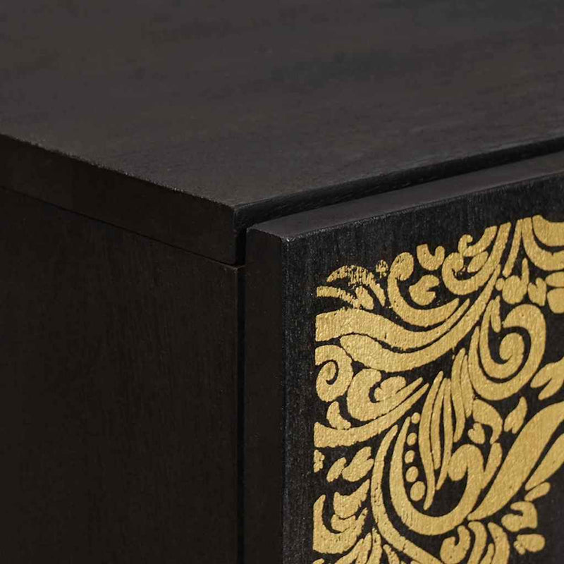 vidaXL Magasfiú polcokkal Fekete 40 x 33 x 110 cm Tömör Mangófát