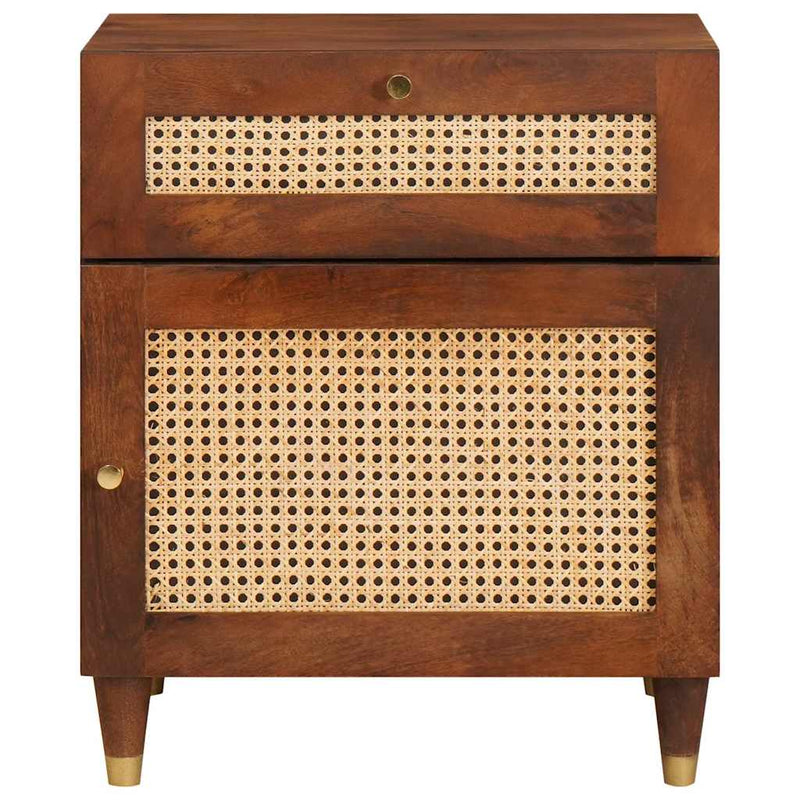 vidaXL Éjjeliszekrények Barna 50 x 33 x 60 cm Kanna és tömör mango fa