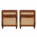 vidaXL Éjjeliszekrények Barna 50 x 33 x 60 cm Kanna és tömör mango fa