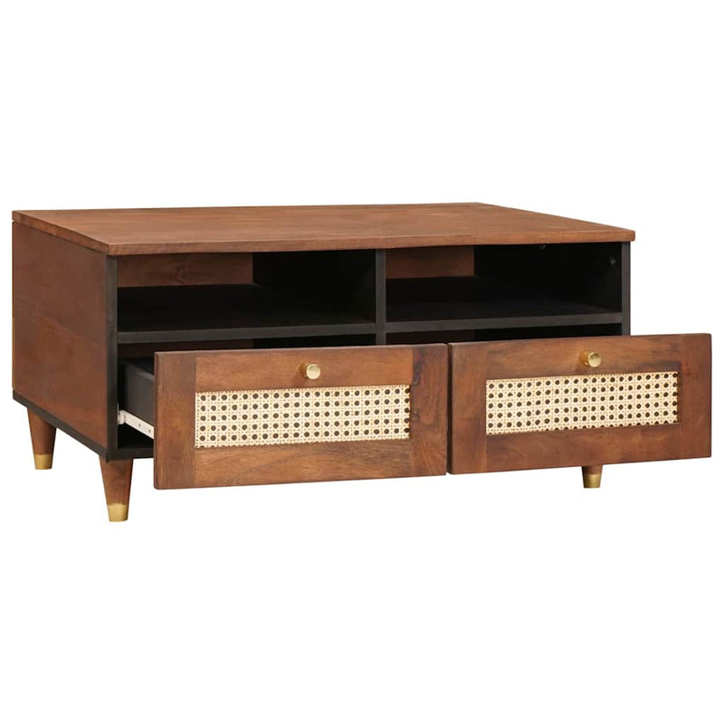 vidaXL Dohányzóasztalok Barna 80 x 54 x 40 cm Kanna és tömör mango fa