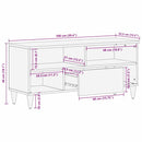 vidaXL TV szekrény fiókkal Barna 100 x 33,5 x 46 cm Tömör Mangófát