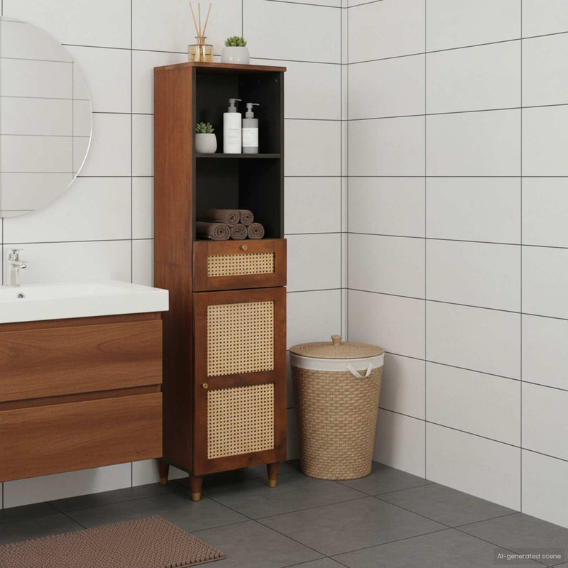 vidaXL Széf fiókkal polcokkal tárolóval Barna 38 x 33.5 x 160 cm