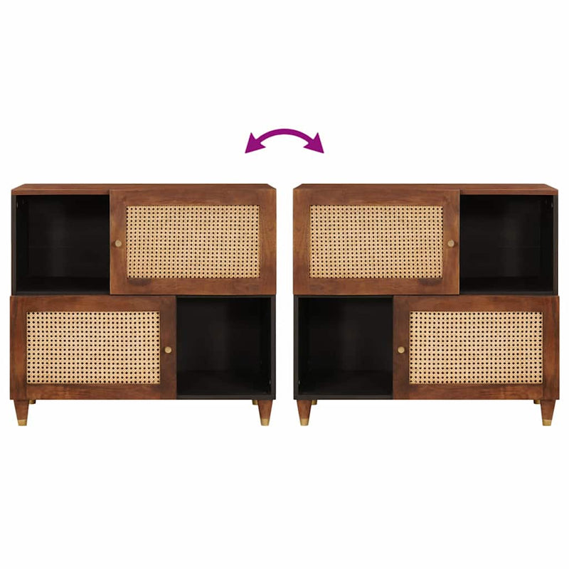 vidaXL Széf Barna 80 x 33.5 x 75 cm Kanna és tömör mango fa