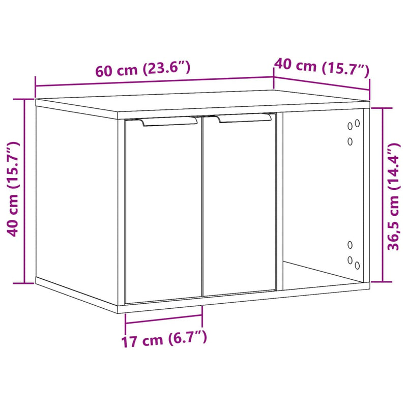 vidaXL antik fa színű szerelt fa macskaalomdoboz 60 x 40 x 40 cm