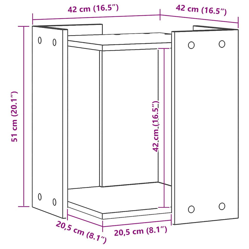 vidaXL kézműves tölgy színű szerelt fa macskaalomdoboz 42 x 42 x 51 cm