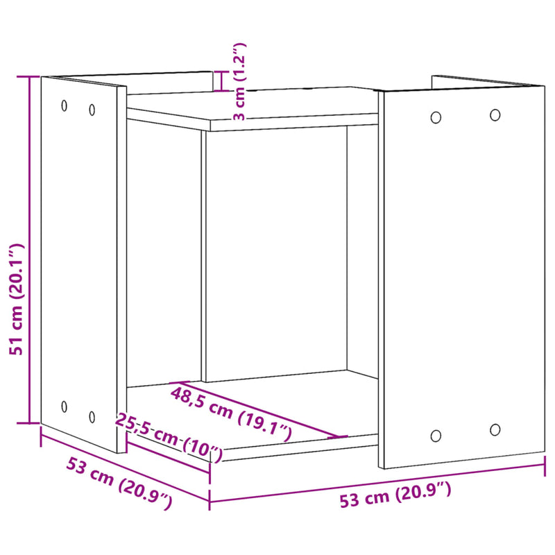 vidaXL füstös tölgy színű szerelt fa macskaalomdoboz 53 x 53 x 51 cm