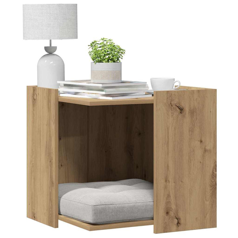 vidaXL kézműves tölgy színű szerelt fa macskaalomdoboz 53 x 53 x 51 cm