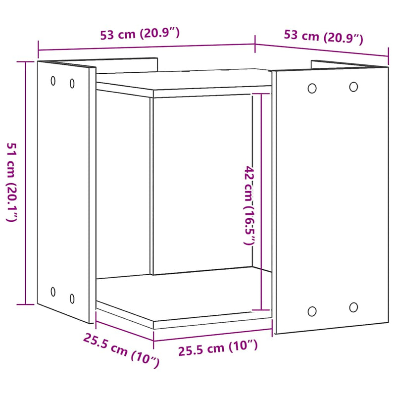 vidaXL kézműves tölgy színű szerelt fa macskaalomdoboz 53 x 53 x 51 cm