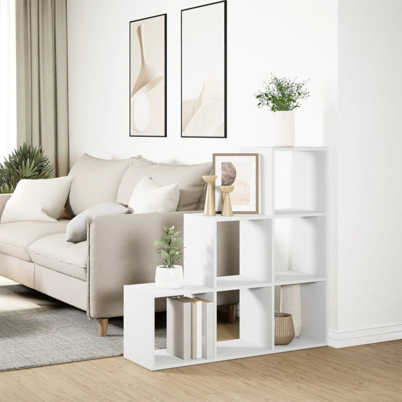 vidaXL 3-szintes szobaelválasztó könyvespolc fehér, 99 x 29 x 99 cm, rétegelt fa