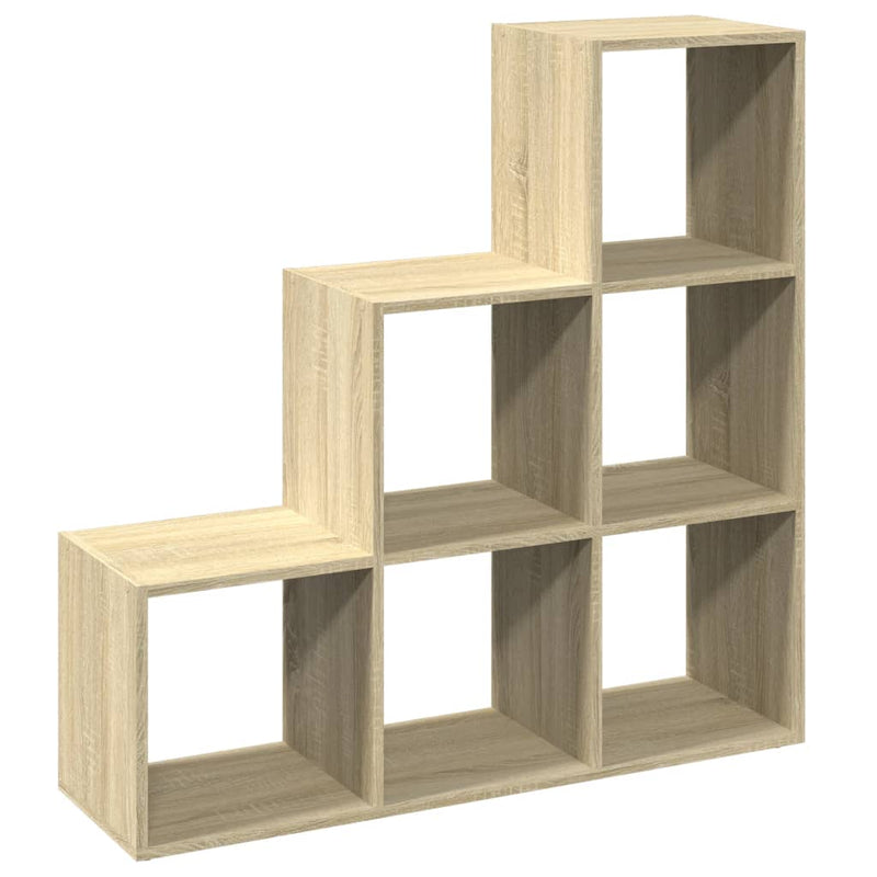 vidaXL 3 szintes sonoma tölgy fa térelválasztó könyvespolc 99x29x99 cm