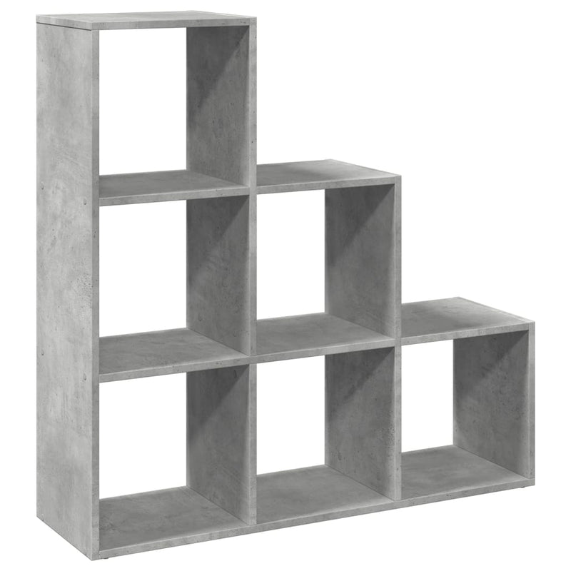 vidaXL 3 szintes betonszürke fa térelválasztó könyvespolc 99x29x99 cm