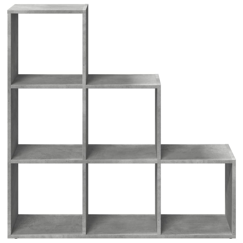 vidaXL 3 szintes betonszürke fa térelválasztó könyvespolc 99x29x99 cm