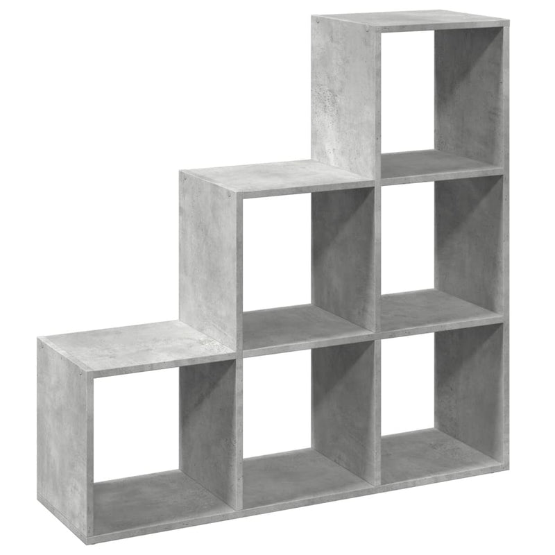 vidaXL 3 szintes betonszürke fa térelválasztó könyvespolc 99x29x99 cm