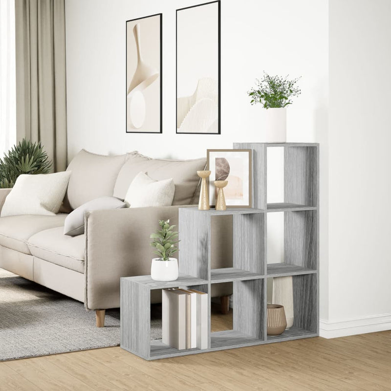 vidaXL 3 szintes szürke sonoma fa elválasztó könyvespolc 99x29x99 cm