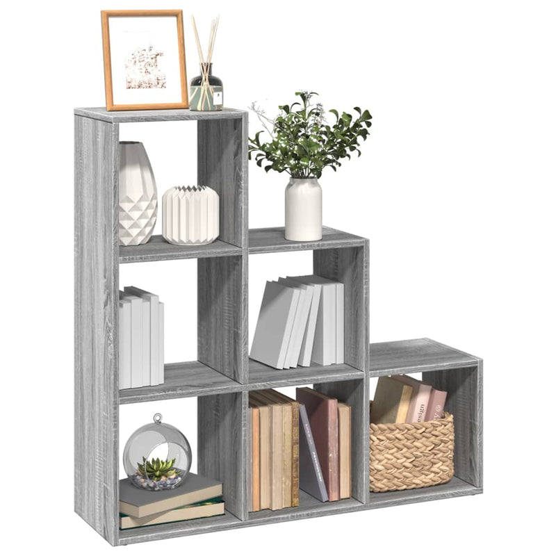 vidaXL 3 szintes szürke sonoma fa elválasztó könyvespolc 99x29x99 cm