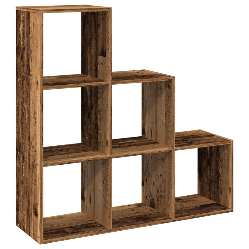 vidaXL 3 szintes antik fa színű fa elválasztó könyvespolc 99x29x99 cm