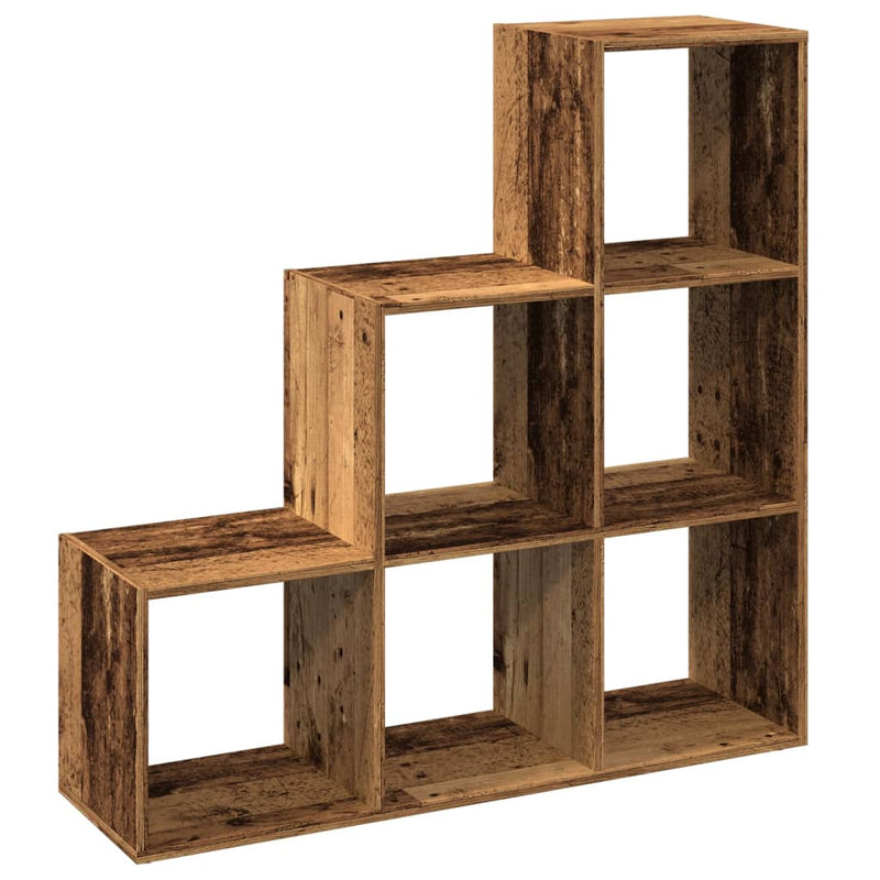 vidaXL 3 szintes antik fa színű fa elválasztó könyvespolc 99x29x99 cm