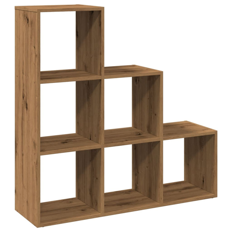 vidaXL 3 szintes kézműves tölgy fa elválasztó könyvespolc 99x29x99 cm