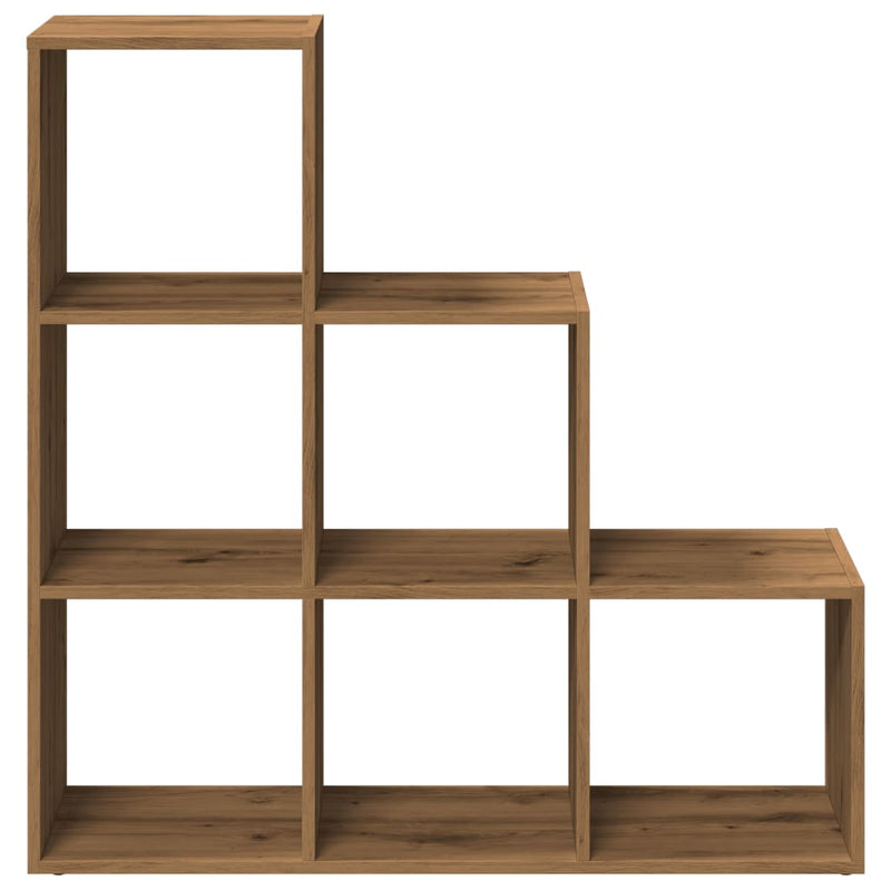 vidaXL 3 szintes kézműves tölgy fa elválasztó könyvespolc 99x29x99 cm