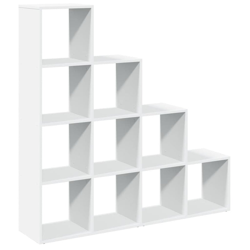 vidaXL 4 szintes fehér fa elválasztó könyvespolc 131,5 x 29 x 131,5 cm