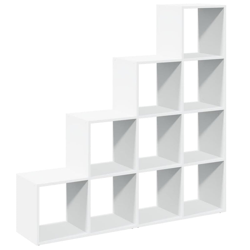 vidaXL 4 szintes fehér fa elválasztó könyvespolc 131,5 x 29 x 131,5 cm