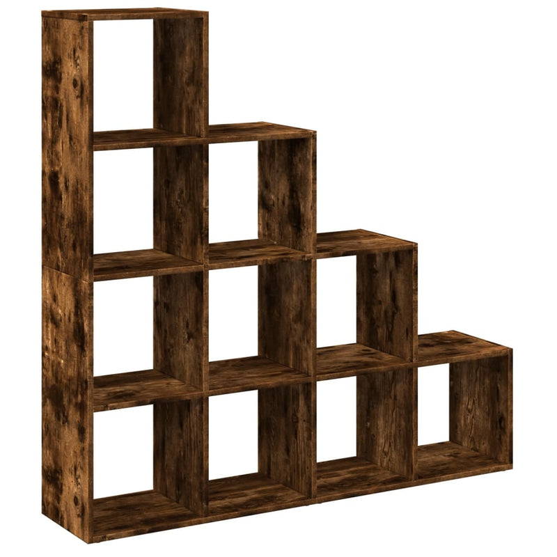 vidaXL 4 szintes füstös tölgy elválasztó könyvespolc 131,5x29x131,5 cm