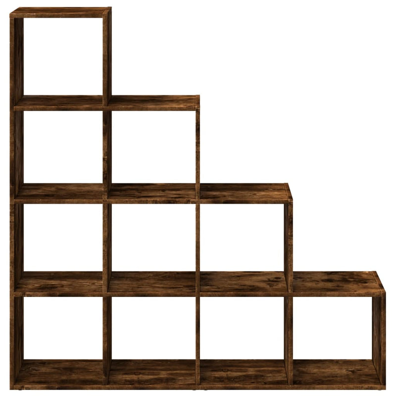 vidaXL 4 szintes füstös tölgy elválasztó könyvespolc 131,5x29x131,5 cm