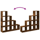 vidaXL 4 szintes füstös tölgy elválasztó könyvespolc 131,5x29x131,5 cm
