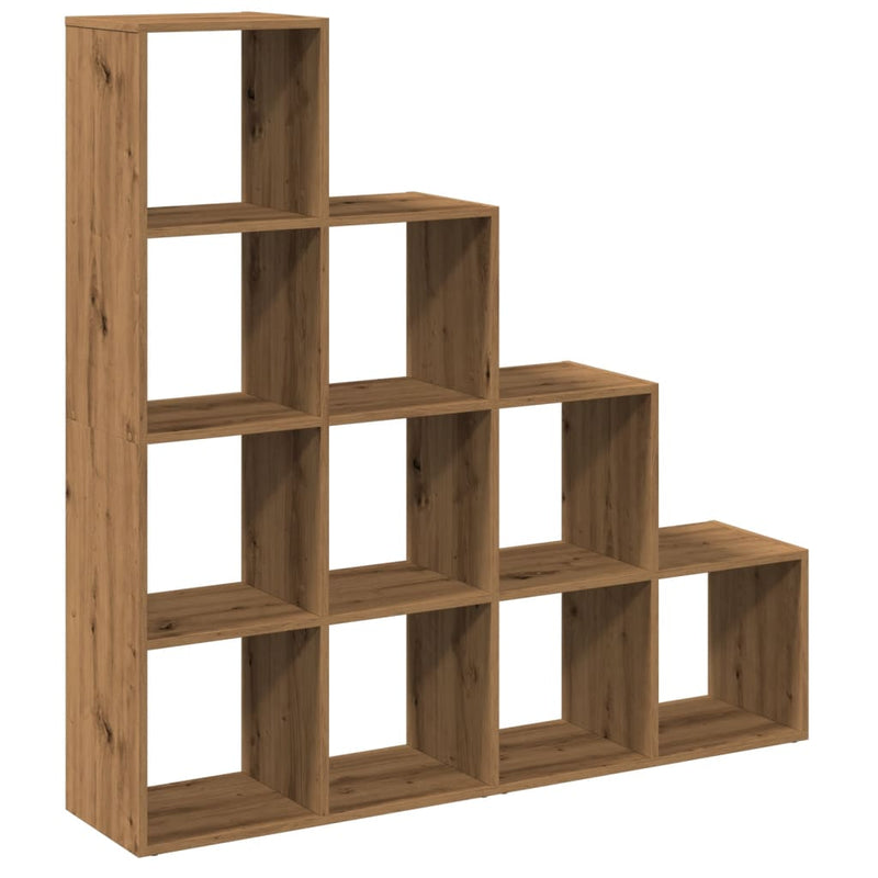 vidaXL 4 szintes kézműves fa elválasztó könyvespolc 131,5x29x131,5 cm
