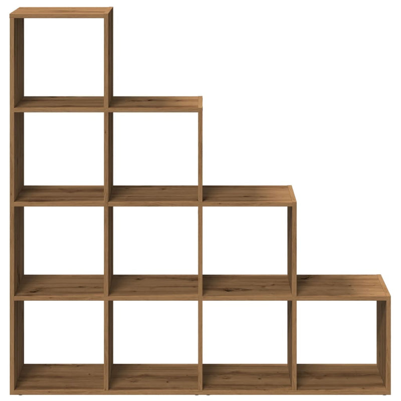 vidaXL 4 szintes kézműves fa elválasztó könyvespolc 131,5x29x131,5 cm