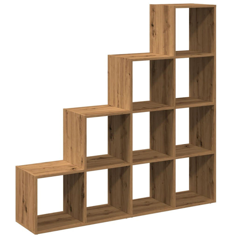 vidaXL 4 szintes kézműves fa elválasztó könyvespolc 131,5x29x131,5 cm