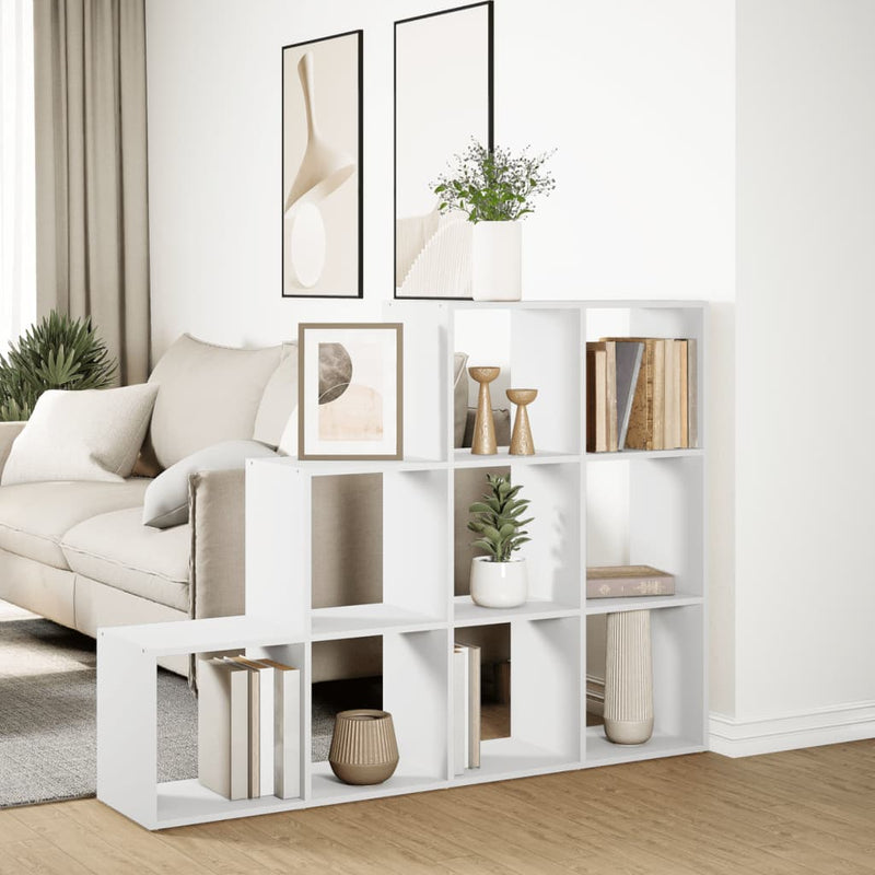 vidaXL 3 szintes fehér fa elválasztó könyvespolc 137,5 x 29 x 103,5 cm