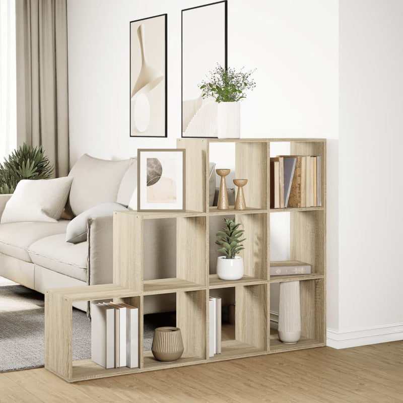 vidaXL 3 szintes sonoma tölgy elválasztó könyvespolc 137,5x29x103,5 cm