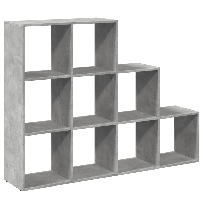 vidaXL 3 szintes betonszürke szerelt fa könyvespolc 137,5x29x103,5 cm