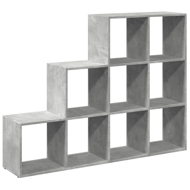 vidaXL 3 szintes betonszürke szerelt fa könyvespolc 137,5x29x103,5 cm